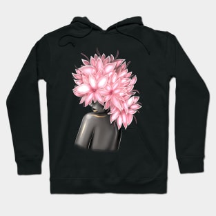 Black and white girl with color beautiful flowers in her head. Hoodie